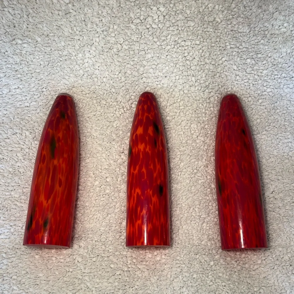 Glass Pendant Light Shades (3 piece) - Red & Orange Speckles - 10 in.